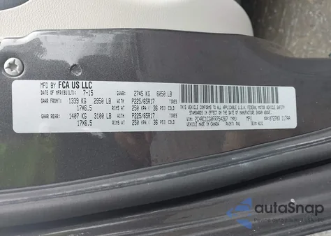 2015 Chrysler Town & Country Touring-L из США, поврежденный, VIN 2C4RC1CG0FR754267